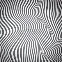 Naklejki Black and white curved lines, surface waves, vector design 