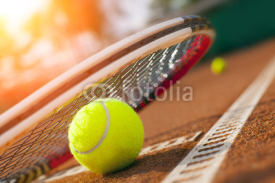 Fototapety tennis ball on a tennis court