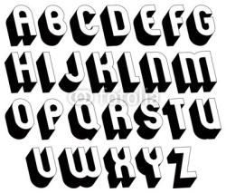Black and white 3d font.