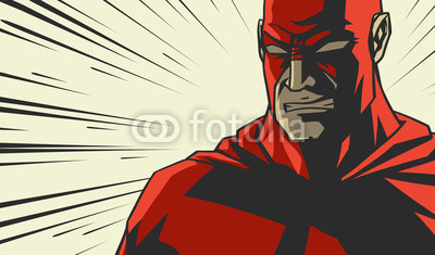 Comic superhero in red mask
