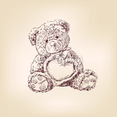 illustration of  teddy bear with  heart.