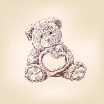 Naklejki illustration of  teddy bear with  heart.