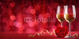 Celebration with wine and rose