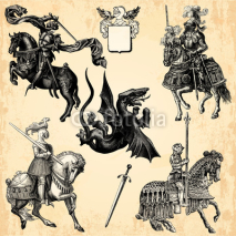 Obrazy i plakaty Chevaliers et dragon