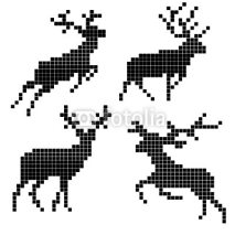 Fototapety Pixel silhouettes of deers
