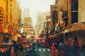 Obrazy i plakaty urban city street with grunge texture,illustration painting
