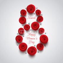 International Happy Women's Day background. 8 march greeting card. Beautiful flowers composition. Vector illustration.