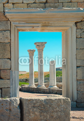Antique ruins with marble columns