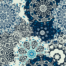 Naklejki mandala flower seamless pattern blue background