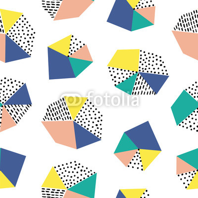 Hand drawn seamless pattern with  brush strokes and geometric figure.