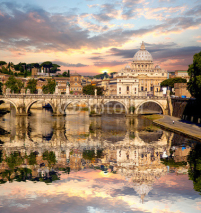Fototapety Basilica di San Pietro with bridge in Vatican, Rome, Italy