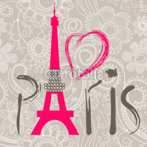 Fototapety Paris lettering over lace seamless pattern