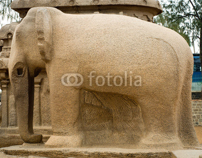 Five rathas complex with  in Mamallapuram, Tamil Nadu, India