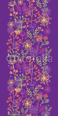 vector colorful garden plants vertical seamless pattern