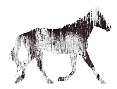 horse silhouette illustration with old wooden wall pattern