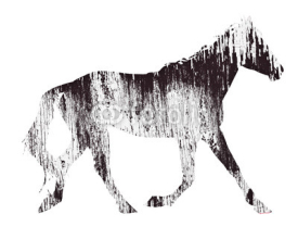 Fototapety horse silhouette illustration with old wooden wall pattern
