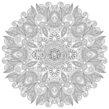 Naklejki Circle lace ornament, round ornamental geometric doily pattern,