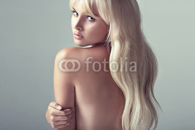 Cute blonde lady with soft skin