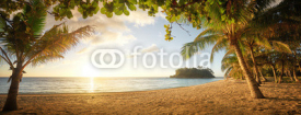 Fototapety Panoramic view on Beautiful colorful sunset over sea. Phillipines Islands.