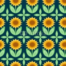 Fototapety Vector illustration of seamless pattern with sunflowers