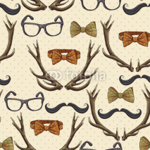 Fototapety Seamless hipster vintage background with antlers