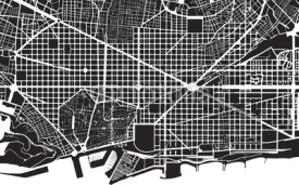 Naklejki Barcelona black white city plan - street texture