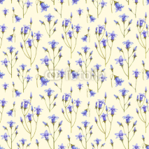 Bluebell flower illustration. Watercolor seamless pattern