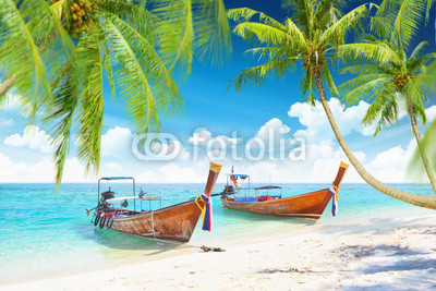 Tropical islands with boats