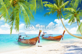 Naklejki Tropical islands with boats