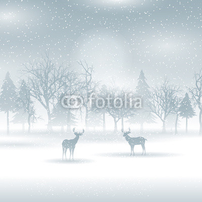Deer in a winter landscape