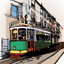 Naklejki typical tramway  in Lisbon