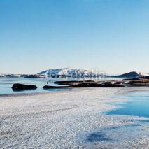 Naklejki Frozen lake, icelandic winter landscape