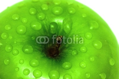 close-up of an apple with water drops