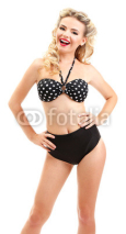 Obrazy i plakaty Beautiful girl with pretty smile in pinup style, isolated