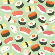 Naklejki Cute Sushi background seamless pattern