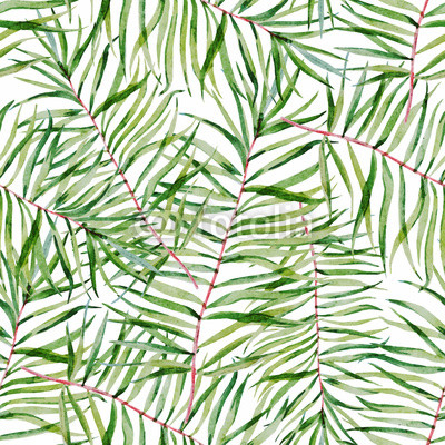 Watercolor tropical leafs pattern