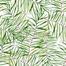 Naklejki Watercolor tropical leafs pattern