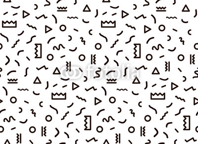 Seamless pattern in black colors with geometric elements. Pattern hipster style. Templates suitable for posters, postcards, fabric or wrapping paper