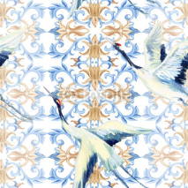 Naklejki Chinese watercolor seamless pattern