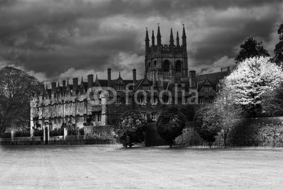 Merton College Oxford in black and white