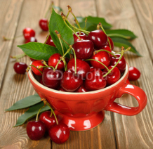 Naklejki Fresh cherries in a bowl