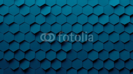Fototapety Abstract hexagon geometry background. 3d render of
simple primitives with six angles in front. Dark lighting.