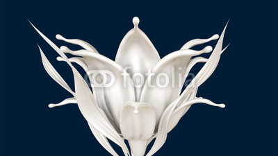 Isolated splash of milk. 3d illustration, 3d rendering.