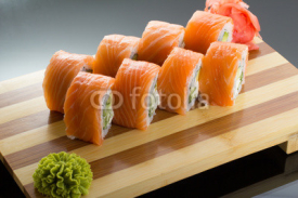 Naklejki sushi over  black background