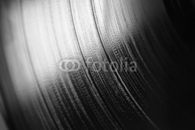 Fototapety Macro di fianco di un disco musicale in vinile in bianco e nero