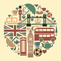 Fototapety Icons on a theme of England