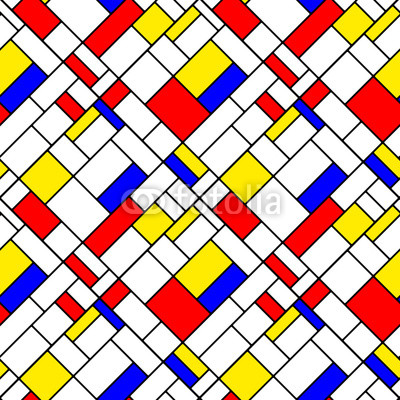 Colorful diagonal geometric mondrian style seamless pattern