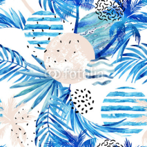 Fototapety Abstract summer tropical palm trees and leaves background.