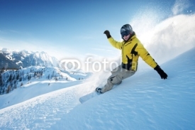 Fototapety Freeride snowboarding photo in deep powder
