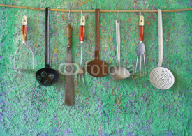 Fototapety vintage kitchen utensils, free copy space